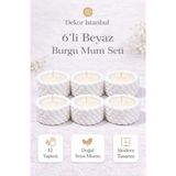 Dekor İstanbul 6’lı Burgu Mum Seti – El Yapımı Doğal Soya Mum, Modern Dekoratif Mum - Beyaz