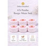 Dekor İstanbul 6’lı Burgu Mum Seti – El Yapımı Doğal Soya Mum, Modern Dekoratif Mum - Pembe