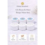 Dekor İstanbul 6’lı Mum Seti – El Yapımı Doğal Soya Mum, Modern Dekoratif Mum Seti (Yerli Üretim) - Mavi - Beyaz