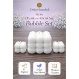 Dekor İstanbul Bubble Mum 3’lü Set Beyaz | El Yapımı Doğal Soya Mumu | Dekoratif Büyük Küçük Mum