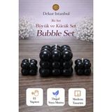 Dekor İstanbul Bubble Mum 3’lü Set Siyah | El Yapımı Doğal Soya Mumu | Dekoratif Büyük Küçük Mum