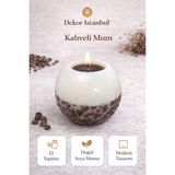 Dekor İstanbul Büyük Kahveli Mum – El Yapımı Doğal Soya Mum, Modern Yuvarlak Tasarım 10CM - Kahverengi