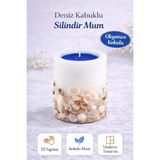 Dekor İstanbul Deniz Kabuklu Silindir Mum – Okyanus Kokulu, El Yapımı Modern Dekoratif Mum (Yerli Üretim) - Beyaz