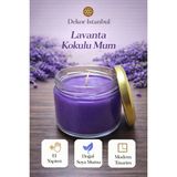 Dekor İstanbul Lavanta Kokulu Kavanoz Mum | El Yapımı Doğal Soya Mumu | Dekoratif Cam Mum - Mor