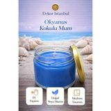 Dekor İstanbul Okyanus Kokulu Kavanoz Mum | El Yapımı Doğal Soya Mumu | Dekoratif Cam Mum - Mavi