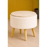 DEKOR MOBİLYACIM Aragonia 40 CM Üst Tablalı Peluş Kumaş Puf