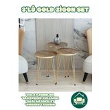 Dekor Mobilyacım Berlin Ceviz Zigon Sehpa Gold Tel Ayak Lüks & Modern Tasarım