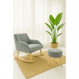 DEKOR MOBİLYACIM Comfort Sallanan Gri Turuncu Sandalye ve Puf Okuma Odası Bebek Odası