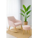 DEKOR MOBİLYACIM Comfort Sallanan Pembe Turuncu Sandalye ve Puf Okuma Odası Bebek Odası