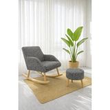 Dekor Mobilyacım Comfort Sallanan Sandalye Kırçıllı Kumaş ve 3 Ayaklı Puf - Gri - Beyaz