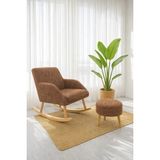 Dekor Mobilyacım Comfort Sallanan Sandalye Kırçıllı Kumaş ve 3 Ayaklı Puf - Kahverengi - Beyaz
