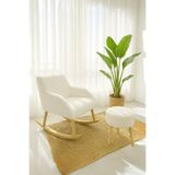 DEKOR MOBİLYACIM Comfort Sallanan Sandalye ve Açık Krem Puf