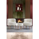 Dekor Mobilyacım Elegant Comfort Çay Seti Ve Peluş Ikili Berjer & Puf Takımı - 3'Lü Set