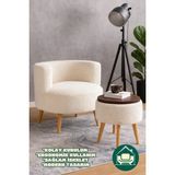 Dekor Mobilyacım Gabrielles Çay Seti Berjer ve Üstü Tablalı Puf Takımı (Salon, Ofis, Balkon) - 2'li Takım - Krem - Kahverengi