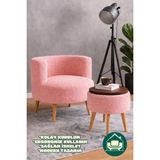 Dekor Mobilyacım Gabrielles Çay Seti Berjer ve Üstü Tablalı Puf Takımı (Salon, Ofis, Balkon) - 2'li Takım - Pembe - Kahverengi
