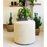 Dekor Mobilyacım Handmade Krem Tedy Kumaş Silindir Dekoratif Pufidik Puf Bench