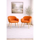 Dekor Mobilyacım Jasmine 2 Berjer Set Ahşap Ayaklı Retro Minimal Berjer Makyaj Masası Sandalyesi Çok Amaçlı Berjer - Tarçın