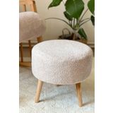 DEKOR MOBİLYACIM Yuvarlak Peluş Puf Balkon Mutfak Salon Pufu Ayak Uzatma Pufu