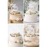 Dekor Mr & Mrs Yüzük Tasarımlı Pasta Süsü – Siyah Simli Nişan & Düğün Cake Topper