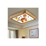 Dekor olsun Ahşap Çerçeve Tavan Led Aydınlatma Avize 30*30cm Kaplan Beyaz 6500k Işık