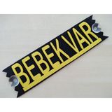 Dekor Plaka - Bebek Var Yazısı Sarı (27x8cm) Vantuzlu Keçe Süs (dekor Levha) Arabada Bebek Var