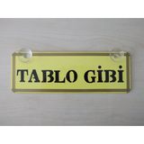 Dekor Sarı Plaka - Tablo Gibi (22x7,5cm) Vantuzlu Pleksi (dekor Levha) Dekor Plaka