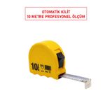 Dekor Şerit Metre 10M x 25MM Kod 298 Sarı Seri Otomatik Kilitli Dayanıklı Ölçüm Metresi