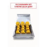 Dekor Şerit Metre 5 m x 25 mm 12’li Set Otomatik Kilitli Dayanıklı Çelik Ölçüm Metresi Paket