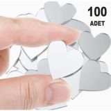 Dekor Süs Yuvarlak Ayna Gümüş Kalp 100X Adet Pleksi Dekoratif 2,5cm Pleksi Kendiden Yapışkanlı