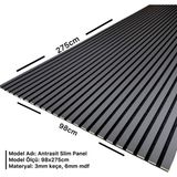 Dekor Var Akustik Slim Duvar Kaplama Paneli Antrasit MDF 100CM x 275CM Modern Tasarım ve Dekoratif Kullanım