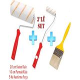 Dekora Boy Seti Set Saten Rulo + Parmak Rulo + Kestirme Fırça Set 3'lü