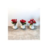 Dekora Çiçek 3'lü Mini Vazo, Süslük, Kahve Yanı Sunumu, Hediyelik, Dekoratif Mini Set ( 4cm )