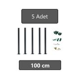 Dekorafence 100 Cm Panel Çit Direği Antrasit 5 Adet Aksesuarl