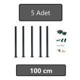 Dekorafence 100 cm Panel Çit Direği Antrasit ( 5 Adet ) Aksesuarlar Dahil Set