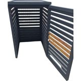 Dekorafence Alüminyum Çöp Kutusu Alüminyum Bahçe Gizleme Kutusu Alüminyum 120L'LIK Çöp Kutusu Kaplama - 52 x 52 x 116 - Antrasit