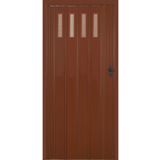 DEKORAKS 1 Sıra Camlı Akordeon Kapı, Ceviz Ahşap Desenli, 72x215cm AK1C1372X215