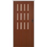 DEKORAKS 3 Sıra Camlı Akordeon Kapı Ceviz Ahşap Desenli 87x200cm AK3C1387X200