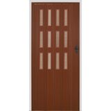 DEKORAKS 3 Sıra Camlı Akordeon Kapı Ceviz Ahşap Desenli 87x200cm