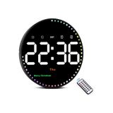 DEKORANLA 10'' Akıllı Dijital Duvar Saati LED Ekran Uzaktan Kumanda Parlaklık Alarm Sıcaklık Tarih Siyah