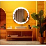 Dekorarif Desenli Yuvarlak Banyo-Salon Duvar Aynası 64 - Renkli - 60 x 60