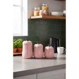 Dekorasyaa 3'lü Kapaklı Balkabağı Çok Amaçlı Seramik Kavanoz - Pembe - 1lt 1,5lt 2lt