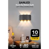 DEKORATİF 10W ÇİFT YÖNLÜ İÇ-DIŞ MEKAN SİYAH KASA AMBER RENGİ IŞIK DUVAR APLİK-10 ADET (1, GÜN IŞIĞI)