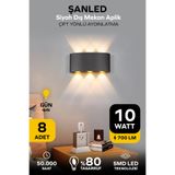 DEKORATİF 10W ÇİFT YÖNLÜ İÇ-DIŞ MEKAN SİYAH KASA AMBER RENGİ IŞIK DUVAR APLİK-10 ADET (8, GÜN IŞIĞI)