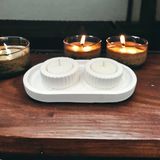 Dekoratif 2 Adet Çizgili Mumluk ve Yatay Stand