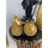 Dekoratif 2'li elma armut biblo polyester GOLD RENKLİ
