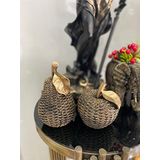 Dekoratif 2'li elma armut biblo polyester SİYAH (GOLD DETAYLI)