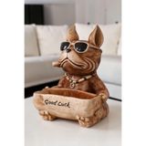 Dekoratif 30 cm Kahverengi Bulldog Köpek Biblo Obje Ev Balkon Bahçe Dekorasyon Good Luck Heykel