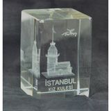 Dekoratif 3D Kristal Küp İstanbul Kız Kulesi (3.8Cmx3.8cmx5.8cm) Kırık