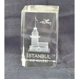 Dekoratif 3D Kristal Küp İstanbul Kız Kulesi (5Cmx5cmx8cm) Kırık