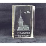 Dekoratif 3D Kristal Küp İstanbul Kız Kulesi (5Cmx5cmx8cm)